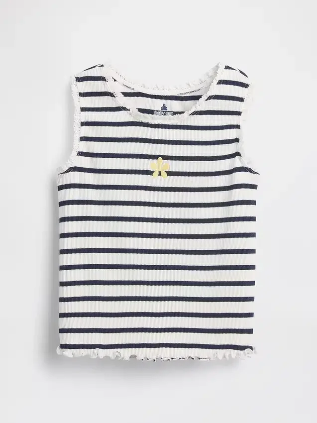Stripet ribbet tank-top med grafisk motiv for Baby og Småbarn