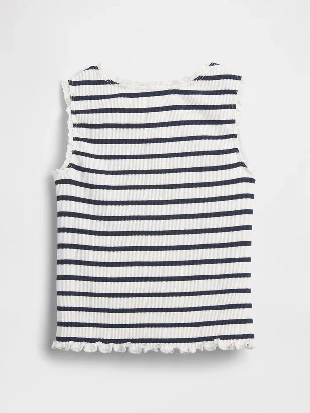 Stripet ribbet tank-top med grafisk motiv for Baby og Småbarn