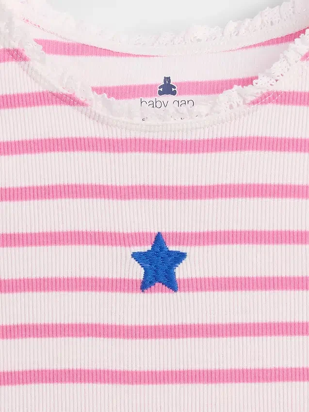 Stripet ribbet tank-top med grafisk motiv for Baby og Småbarn