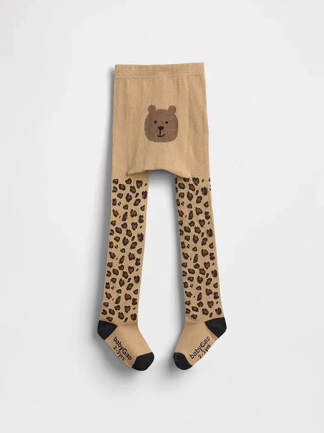 Strømpebukser med leopardmønster og bjørn for Baby og Småbarn