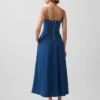 Stroppeløs maxi-kjole i denim