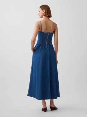 Stroppeløs maxi-kjole i denim