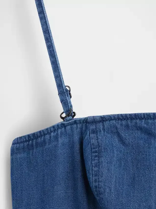 Stroppeløs maxi-kjole i denim