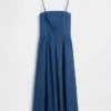 Stroppeløs maxi-kjole i denim