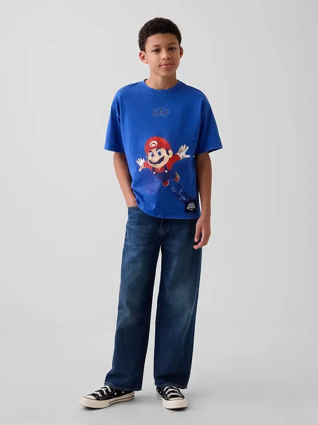 Super Mario-T-skjorte med grafisk trykk i avslappet passform for barn