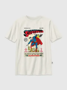 Superman-t-skjorte for barn med vintage-tegneserietrykk