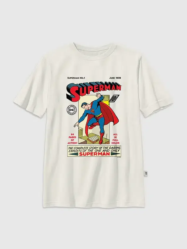 Superman-t-skjorte for barn med vintage-tegneserietrykk