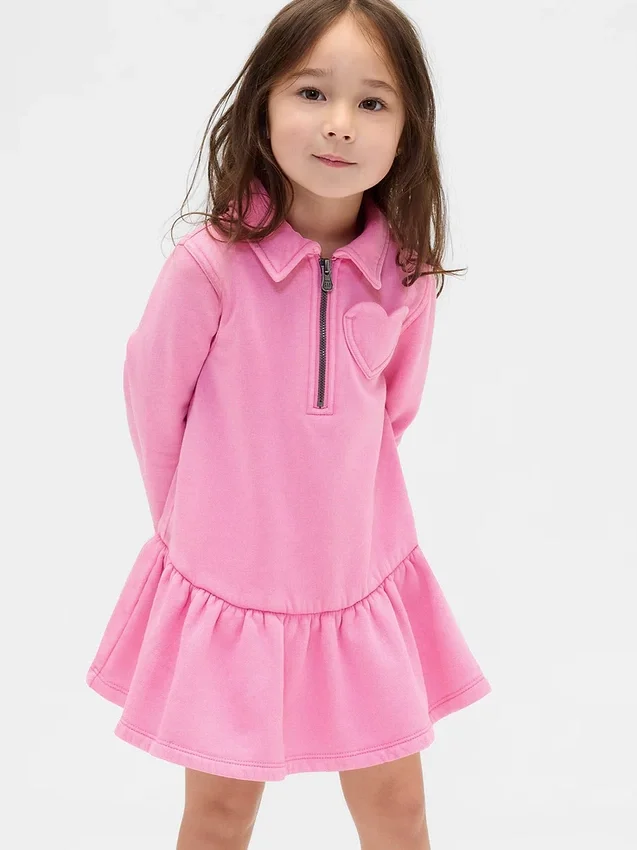 Sweatshirtkjole med halv glidelås for Baby og Småbarn