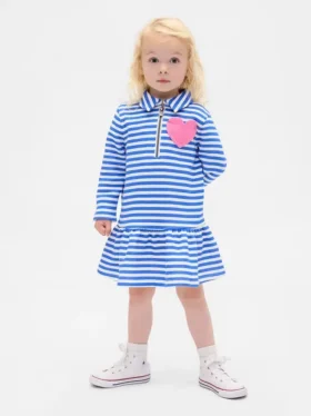 Sweatshirtkjole med halv glidelås for Baby og Småbarn
