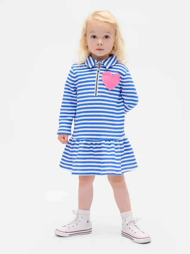 Sweatshirtkjole med halv glidelås for Baby og Småbarn