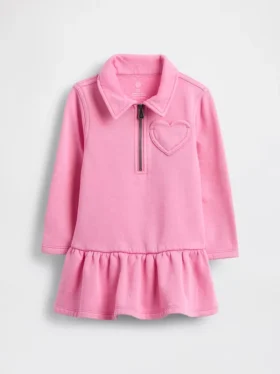 Sweatshirtkjole med halv glidelås for Baby og Småbarn