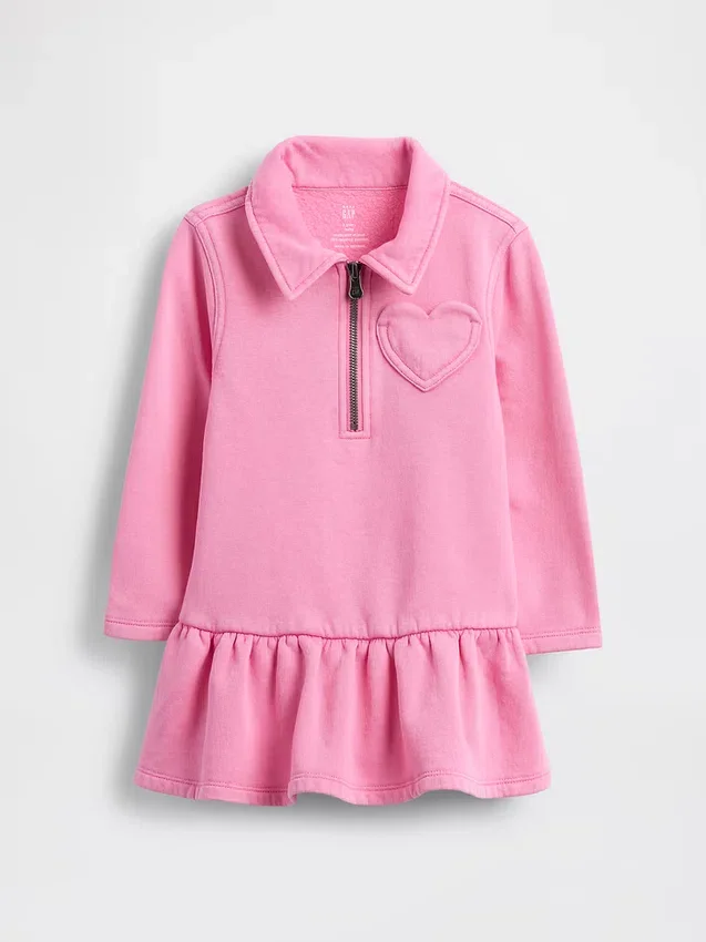 Sweatshirtkjole med halv glidelås for Baby og Småbarn
