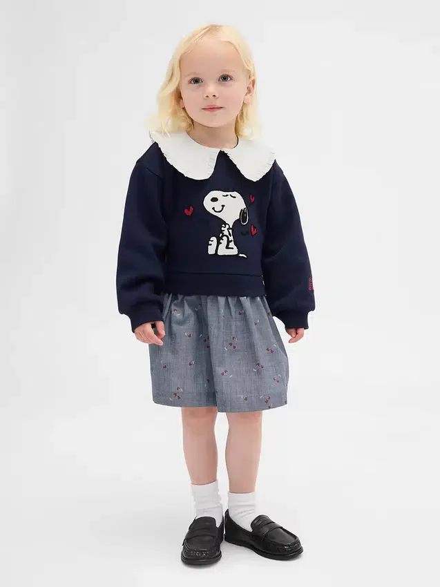 Sweatshirtkjole med volangkrage for Baby og Småbarn
