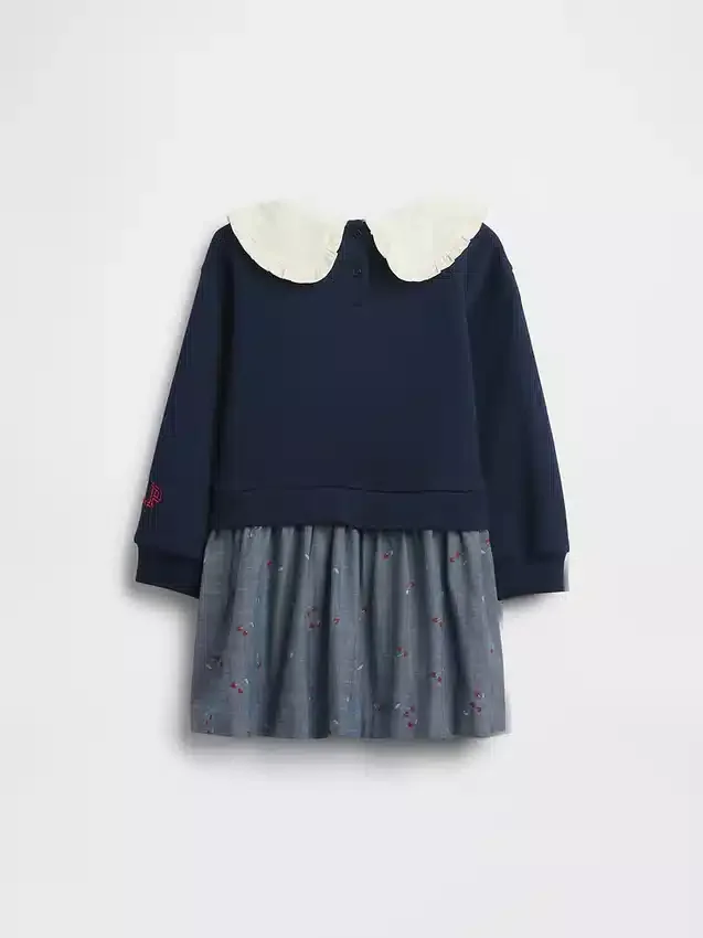 Sweatshirtkjole med volangkrage for Baby og Småbarn