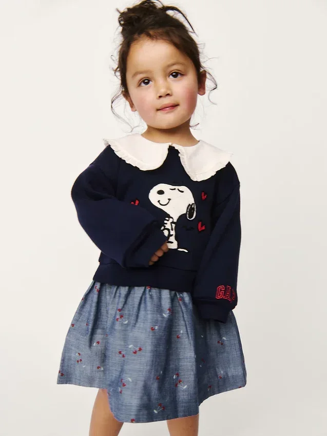 Sweatshirtkjole med volangkrage for Baby og Småbarn
