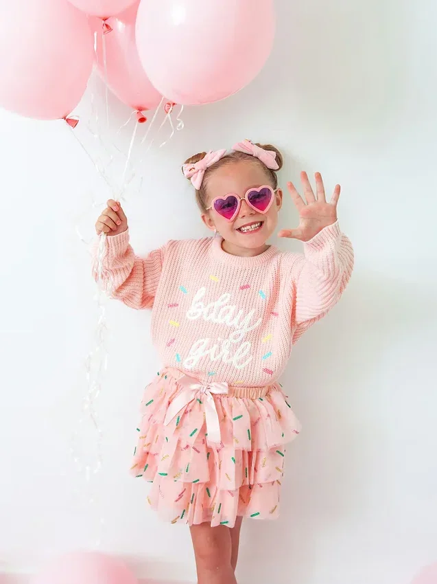 Sweet Wink Birthday Girl Sprinkle-strikkegenser