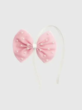 Sweet Wink Pretty Pearl Tulle Bow-hårbånd