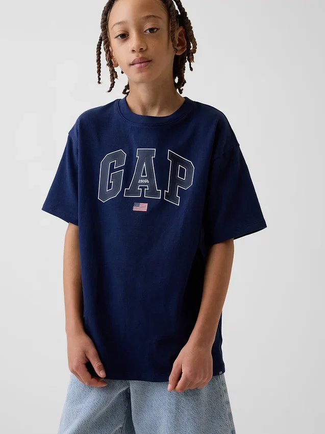 T-skjorte for barn i tykk, avslappet passform med Gap Logo