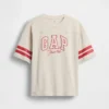 T-skjorte for barn i tykk bomullsjersey med oversized passform og logo på sømmen