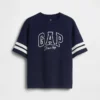 T-skjorte for barn i tykk bomullsjersey med oversized passform og logo på sømmen