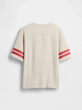 T-skjorte for barn i tykk bomullsjersey med oversized passform og logo på sømmen