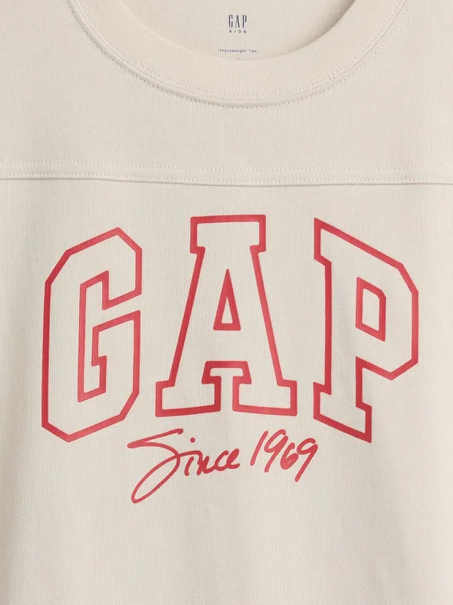 T-skjorte for barn i tykk bomullsjersey med oversized passform og logo på sømmen