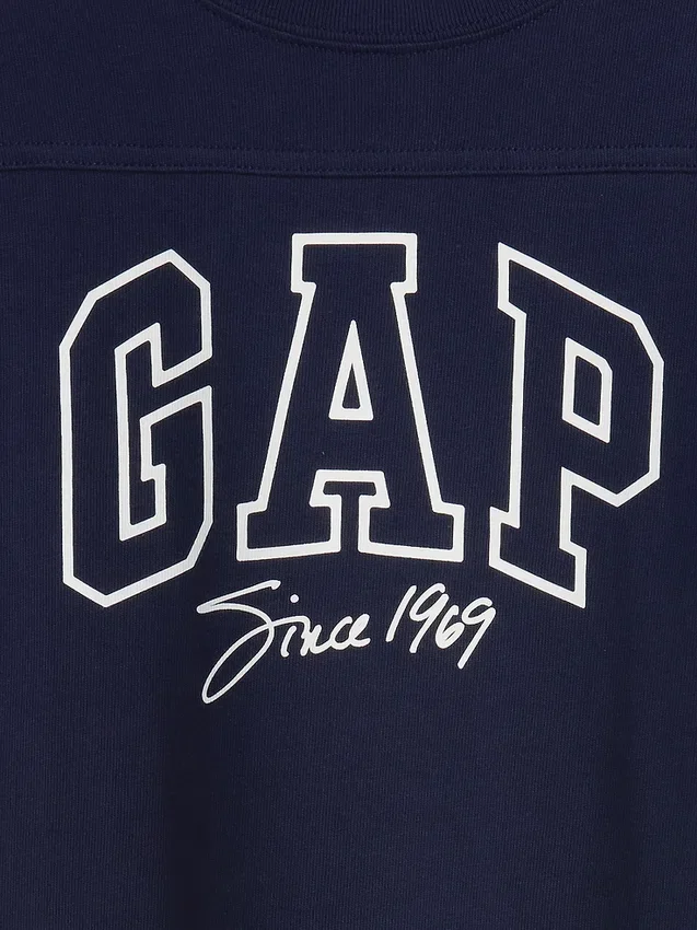 T-skjorte for barn i tykk bomullsjersey med oversized passform og logo på sømmen
