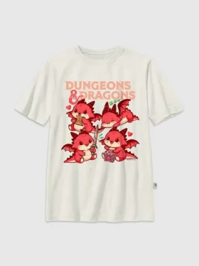 T-skjorte for barn med «Dungeons & Dragons»-chibi-motiv