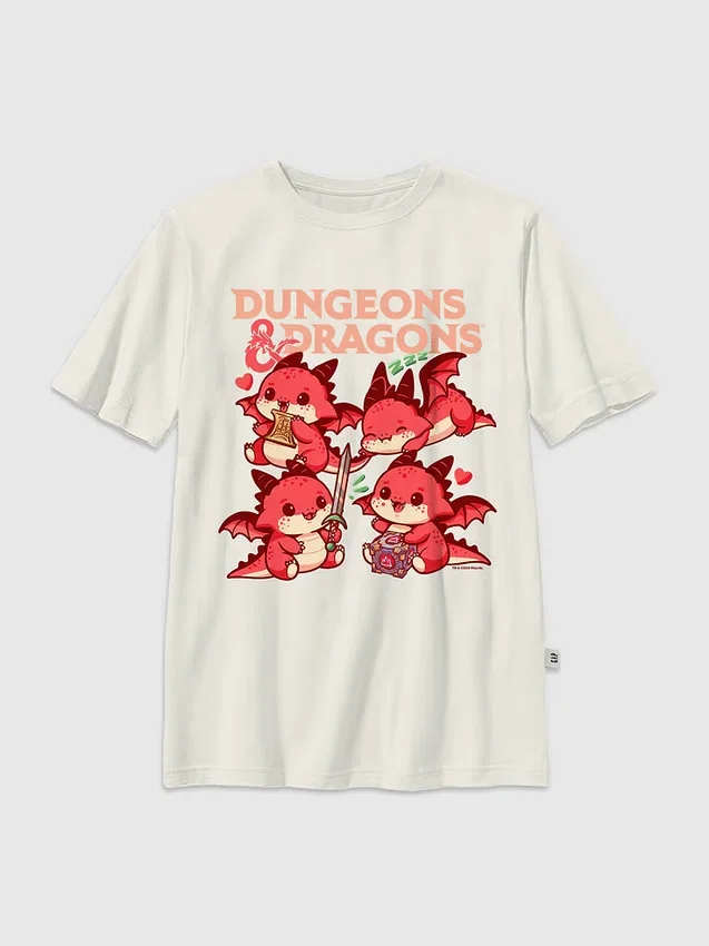 T-skjorte for barn med «Dungeons & Dragons»-chibi-motiv