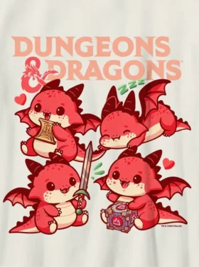 T-skjorte for barn med «Dungeons & Dragons»-chibi-motiv
