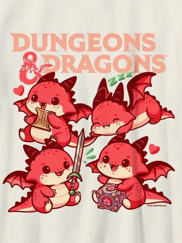 T-skjorte for barn med «Dungeons & Dragons»-chibi-motiv