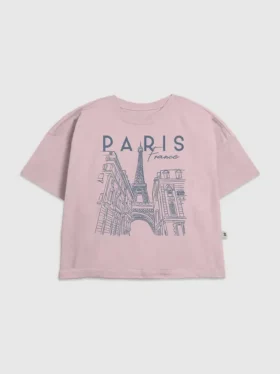 T-skjorte for barn med «Paris Line Art»-grafikk