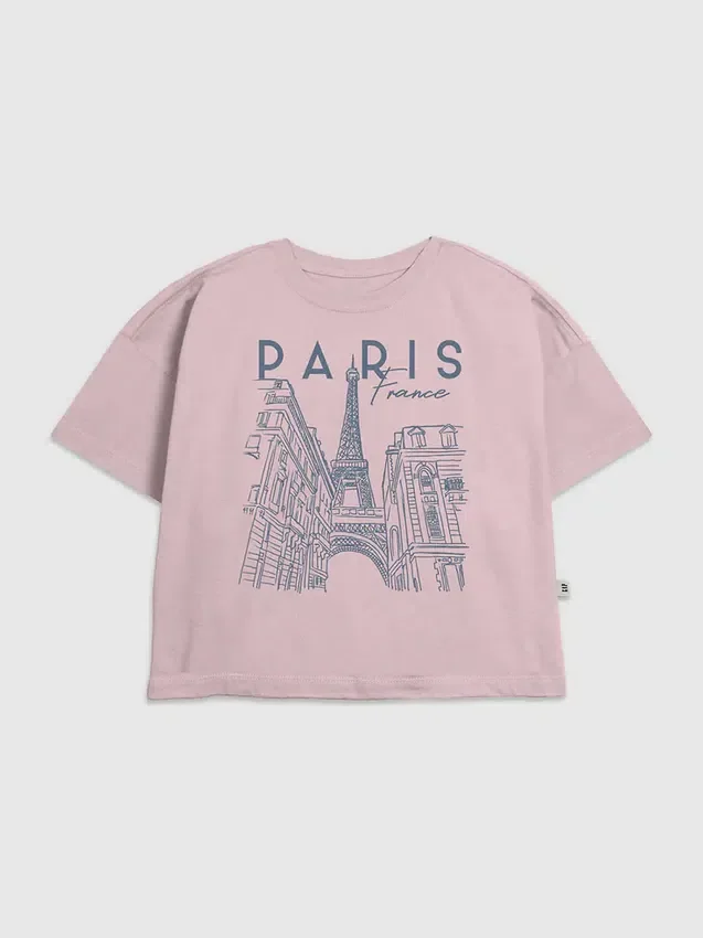 T-skjorte for barn med «Paris Line Art»-grafikk