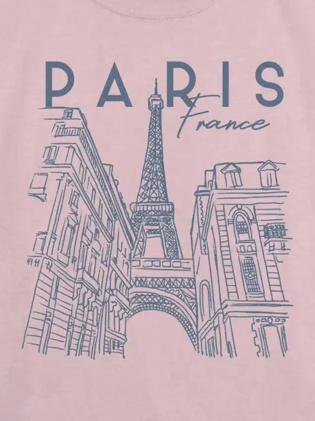 T-skjorte for barn med «Paris Line Art»-grafikk