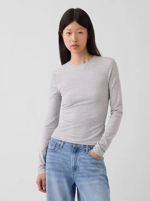 T-skjorte i tettstrikket jersey
