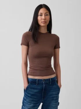 T-skjorte i tettstrikket jersey