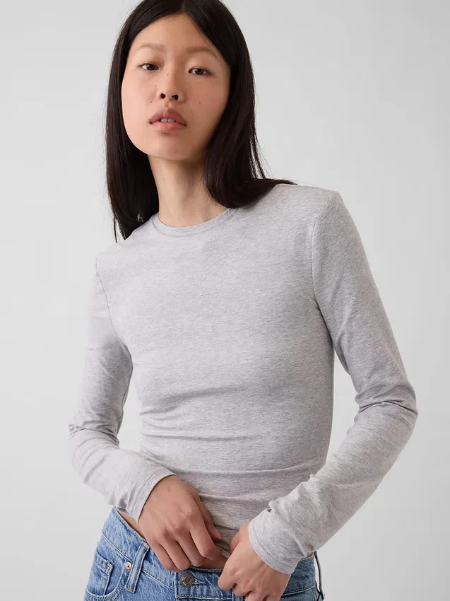 T-skjorte i tettstrikket jersey