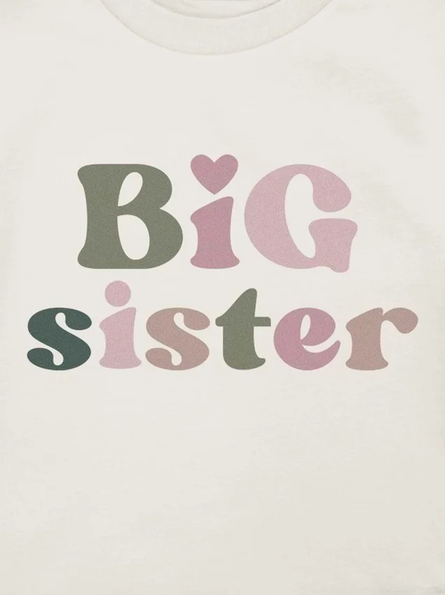 T-skjorte med «Big Sister»-motiv for småbarn