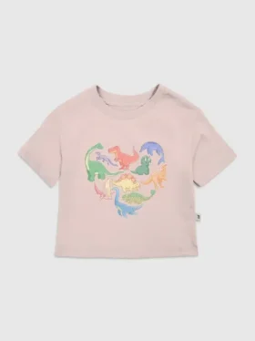 T-skjorte med «Dino Hearts»-motiv for småbarn