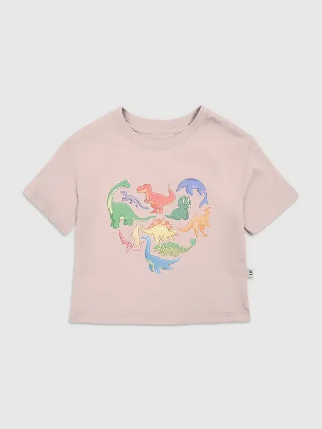 T-skjorte med «Dino Hearts»-motiv for småbarn