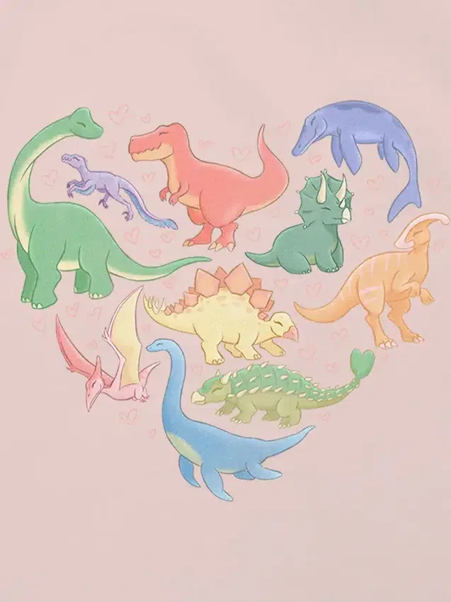 T-skjorte med «Dino Hearts»-motiv for småbarn