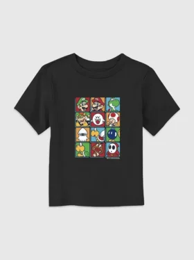 T-skjorte med grafikk av Nintendo-figurer i eske for småbarn