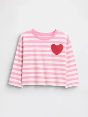 T-skjorte med hjerte på lommen for Baby og Småbarn – Mix & Match