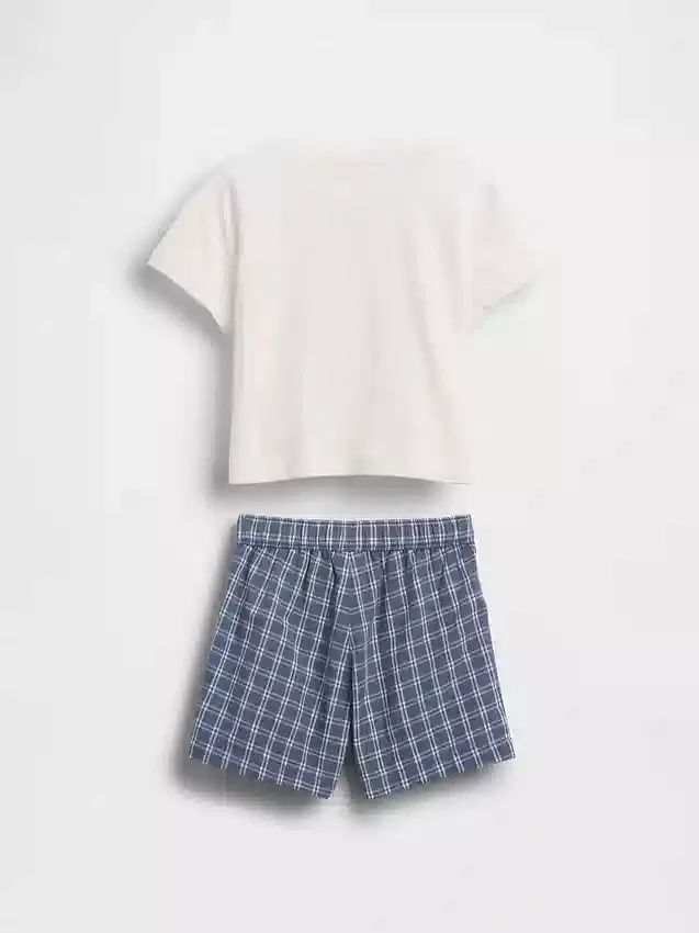 T-skjorte med hummermotiv og rutete shorts
