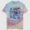 T-skjorte med «Lilo og Stitch»-trykk i tie-dye-stil for barn