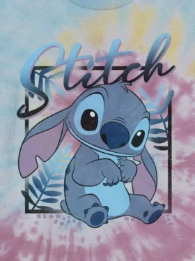 T-skjorte med «Lilo og Stitch»-trykk i tie-dye-stil for barn