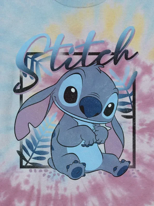 T-skjorte med «Lilo og Stitch»-trykk i tie-dye-stil for barn