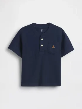 T-skjorte med lomme og henley-krage for Baby og Småbarn