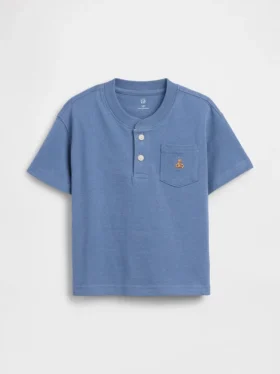 T-skjorte med lomme og henley-krage for Baby og Småbarn