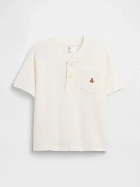 T-skjorte med lomme og henley-krage for Baby og Småbarn